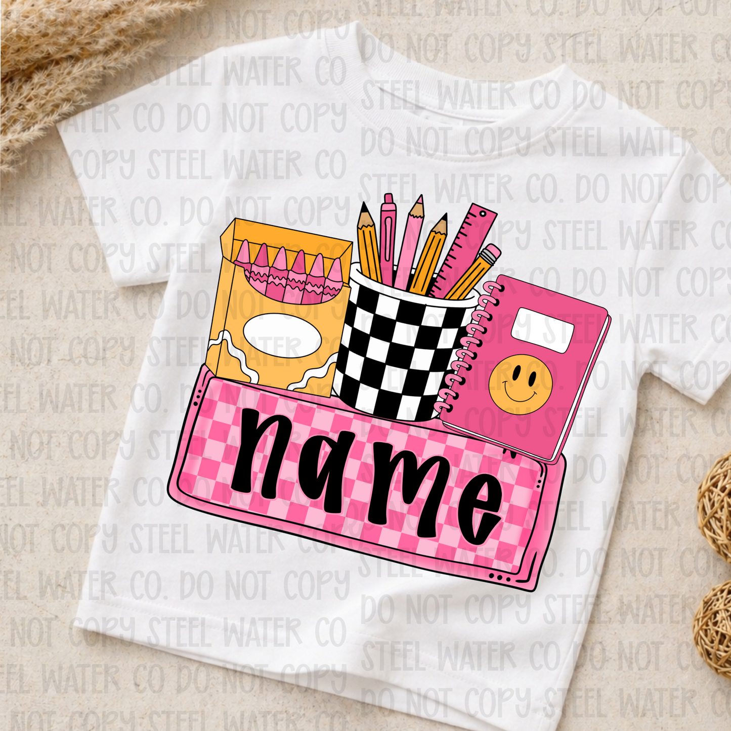 School Supplies Name Plate