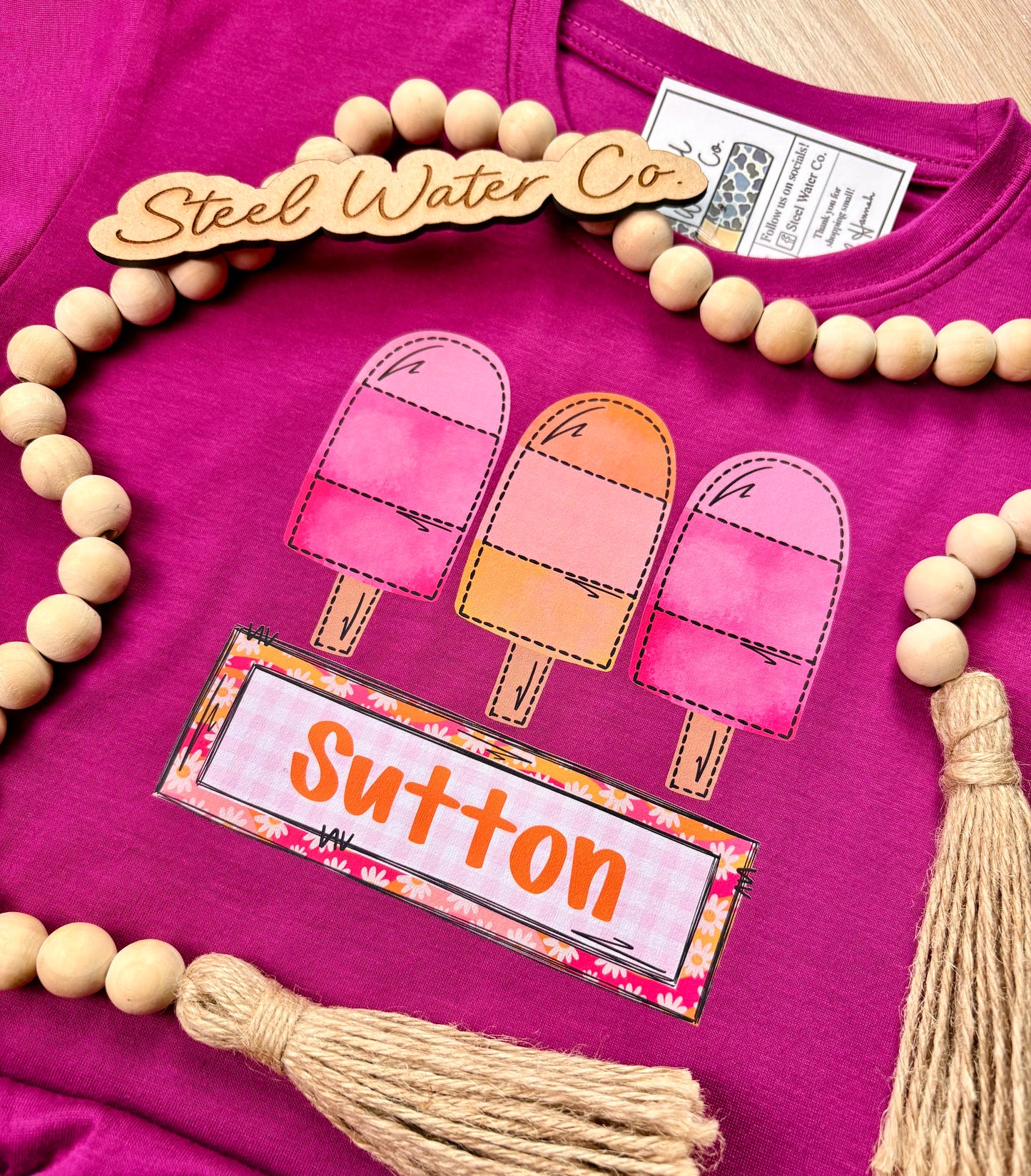 Pink & Peach Popsicles Name Plate