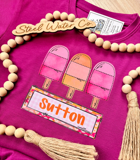 Pink & Peach Popsicles Name Plate