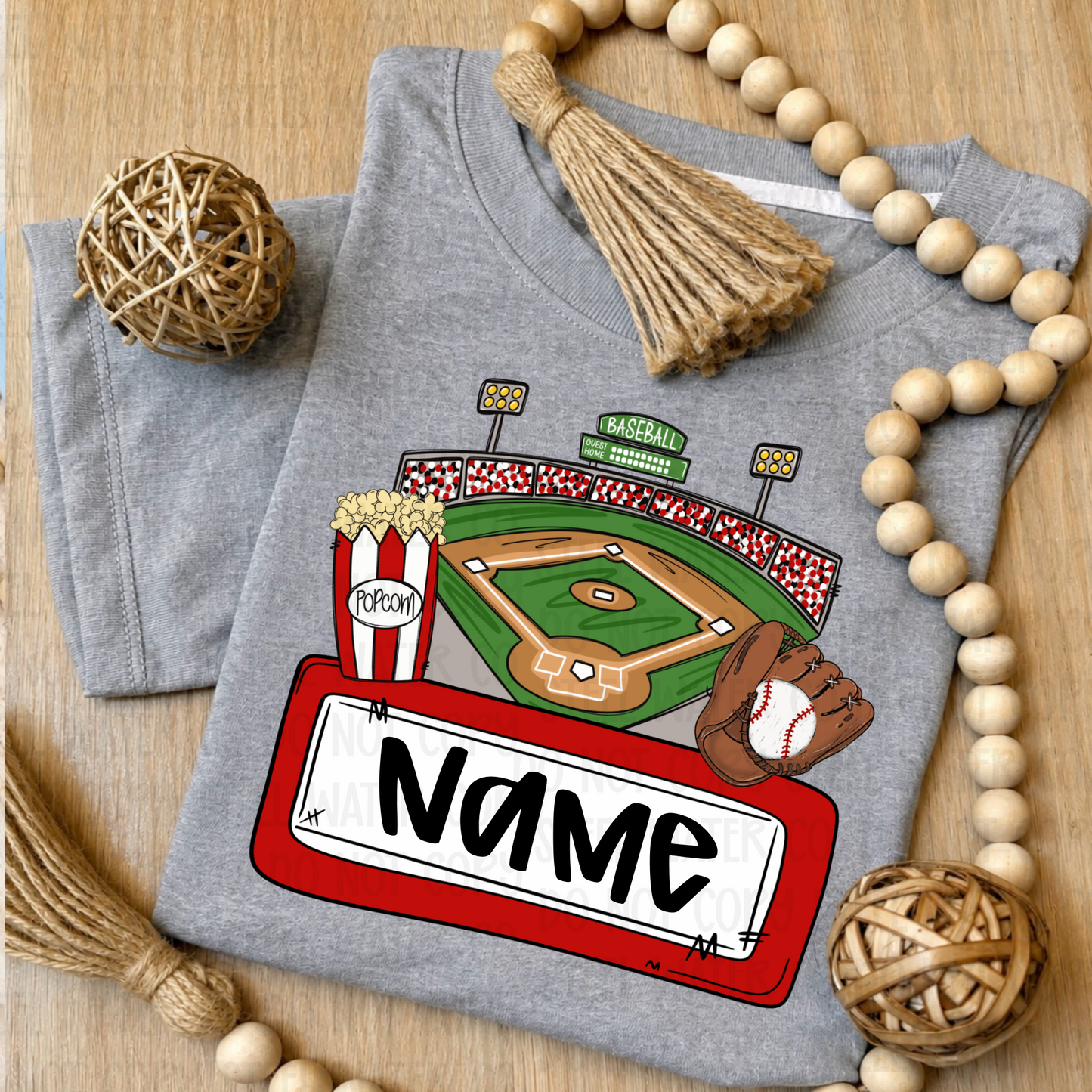 Red Baseball Diamond Name Plate