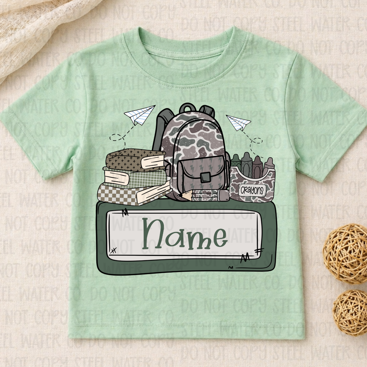 Camo School Supplies Name Plate